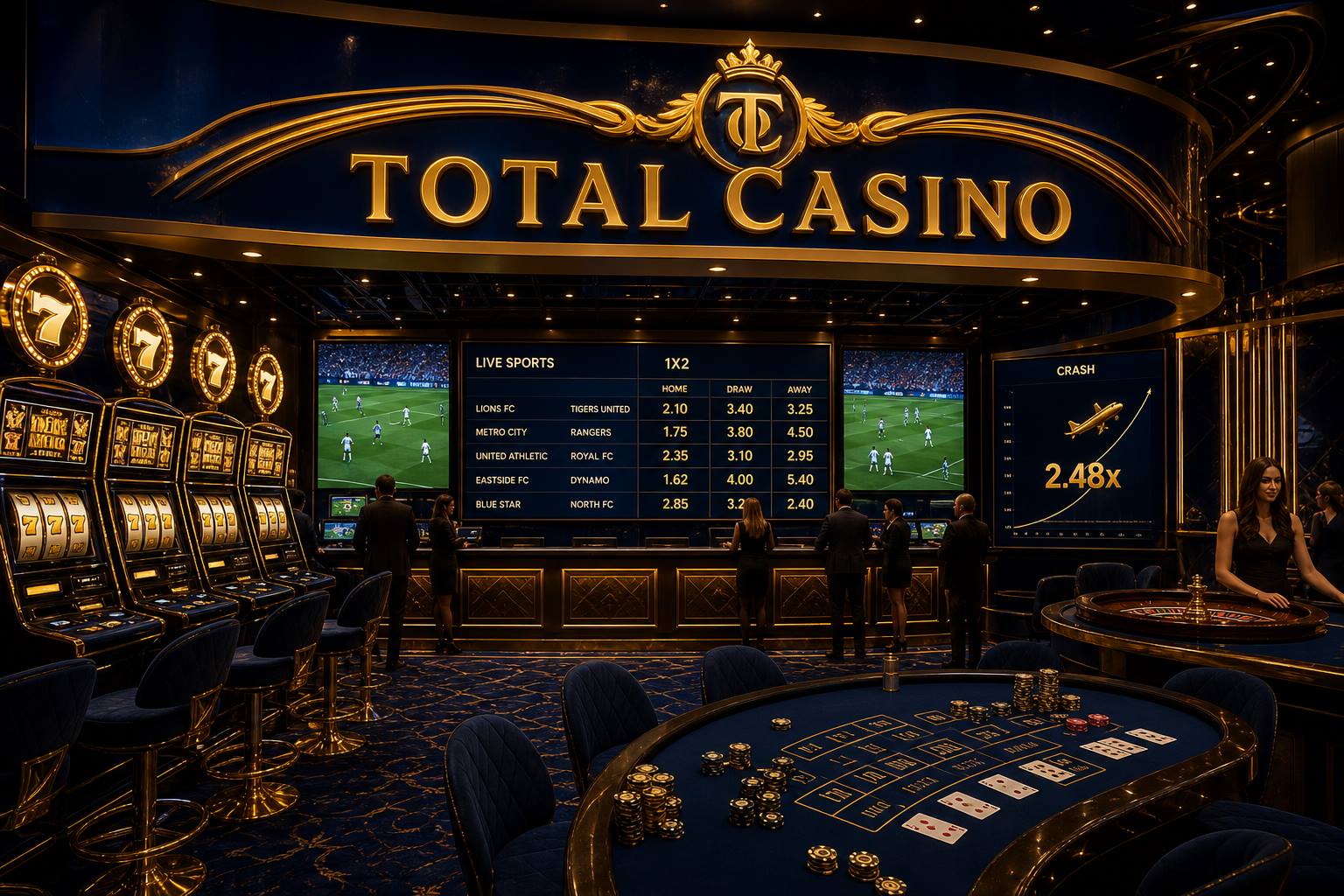 Total Casino lobby with slots and official Total Casino mark